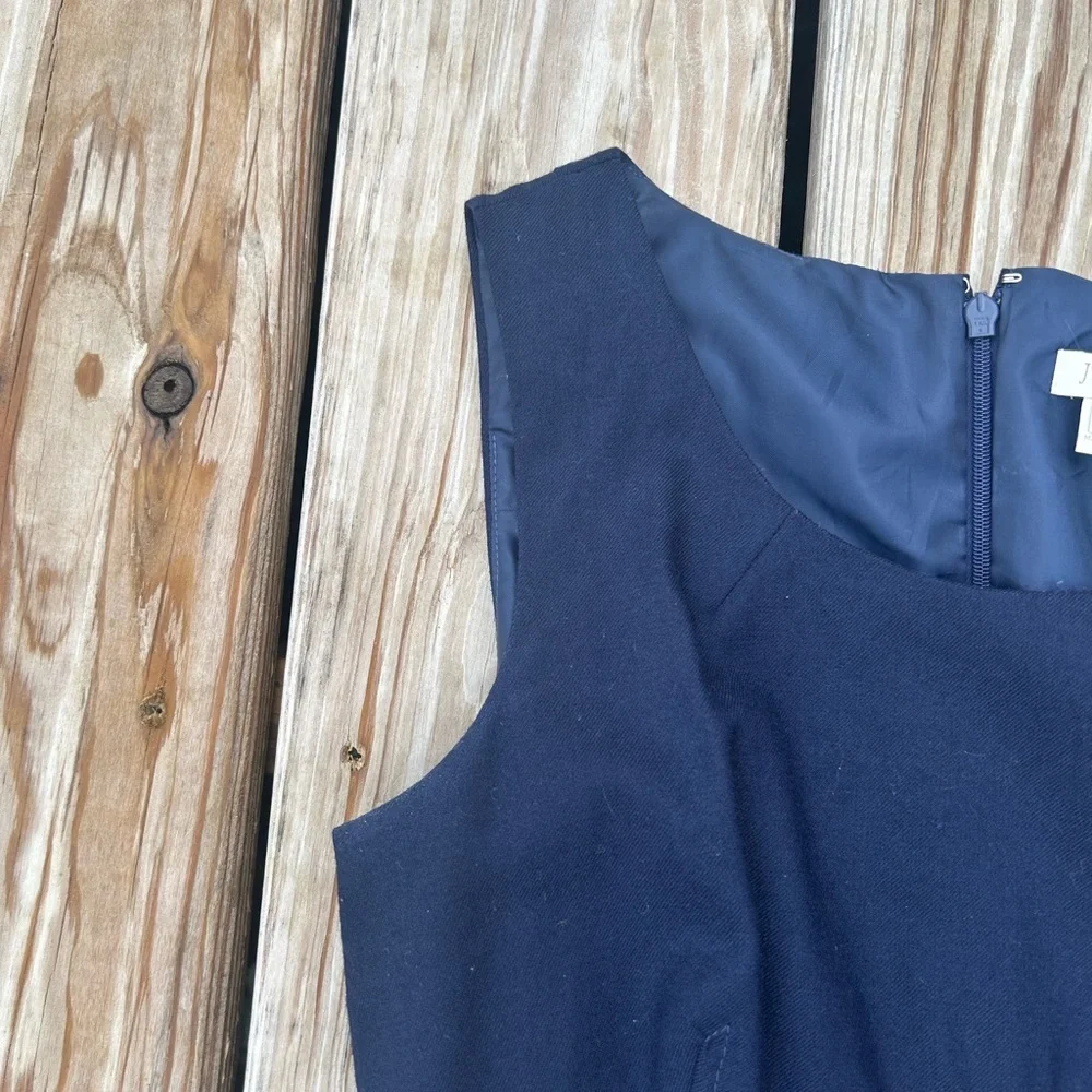 J.Crew Dress Sz‎ 2 Allie In Festival Blue Wool Blend Sleeveless Sheath
